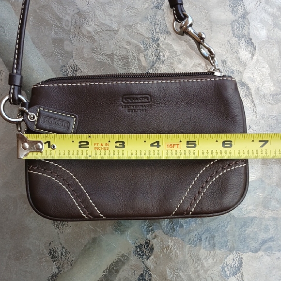Coach Dark Brown Leather Wristlet - Picture 9 of 10